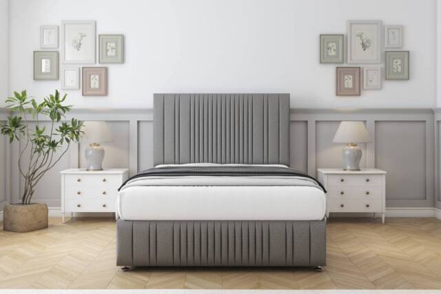 "Comfort Beds The Foxy Dumfries Divan Set 2 Drawers-54"" Headboard-Footboard in Light Grey - Size: King" - image 1