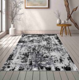 Desire Rugs Serenity Modern Abstract Acrylic Area Rug - Contemporary Style for Living Room, Bedroom or Hallway in Black - Size: 80 cm x 150 cm - thumbnail 1