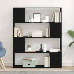 Berkfield Home TV Cabinet Black Oak Engineered Wood 100 x 24 x 124 cm - thumbnail 2