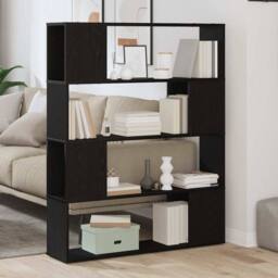Berkfield Home TV Cabinet Black Oak Engineered Wood 100 x 24 x 124 cm - thumbnail 4