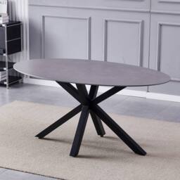 Artemis Home Gricio 160cm x 90cm Grey Stone Oval Dining Table - Size: 160 cm x 90 cm