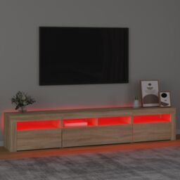 Berkfield Home TV Cabinet with LED Lights Sonoma Oak 210x35x40 cm in Brown - Size: 210 x 35 x 40 cm - thumbnail 5