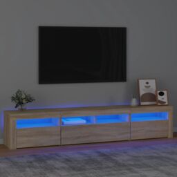 Berkfield Home TV Cabinet with LED Lights Sonoma Oak 210x35x40 cm in Brown - Size: 210 x 35 x 40 cm - thumbnail 1