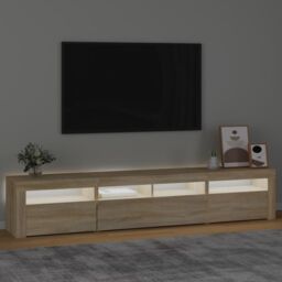 Berkfield Home TV Cabinet with LED Lights Sonoma Oak 210x35x40 cm in Brown - Size: 210 x 35 x 40 cm - thumbnail 3