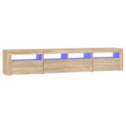 Berkfield Home TV Cabinet with LED Lights Sonoma Oak 210x35x40 cm in Brown - Size: 210 x 35 x 40 cm - thumbnail 2