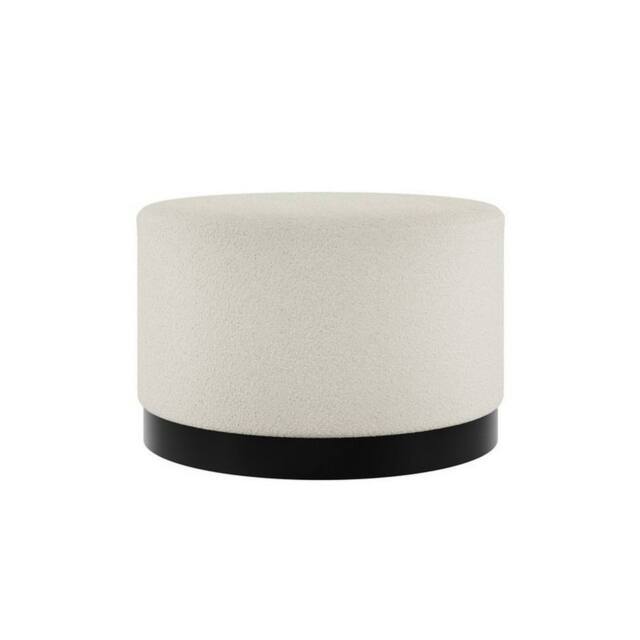 Lemon Pavilion Furniture Lara Large Pouffe - L60.5 x W60.5 x H35.5 cm - Ivory/Black Matte in White - Size: 1 Pack - image 1