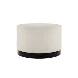 Lemon Pavilion Furniture Lara Large Pouffe - L60.5 x W60.5 x H35.5 cm - Ivory/Black Matte in White - Size: 1 Pack