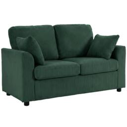 HOMCOM 2 Seater Sofa, Corduroy Small Couch with Spring Cushion, Dark Green - thumbnail 2