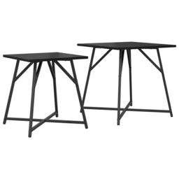 Berkfield Home Side Table Set of 2 - Black Oak Engineered Wood & Metal - thumbnail 2
