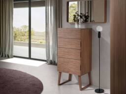 Angel Cerda Walnut 4-Drawer Chiffonier 59x45x120 cm in Brown - Size: 59 x 45 x 120 cm - thumbnail 3