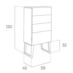 Angel Cerda Walnut 4-Drawer Chiffonier 59x45x120 cm in Brown - Size: 59 x 45 x 120 cm - thumbnail 7
