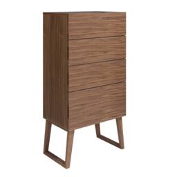 Angel Cerda Walnut 4-Drawer Chiffonier 59x45x120 cm in Brown - Size: 59 x 45 x 120 cm