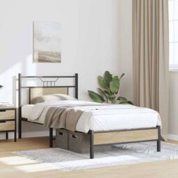 Berkfield Home Bed Frame Frame Sonoma Oak 75x190 cm Small Single Wood in Brown - thumbnail 4