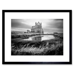 "Artery8 Photo Landscape Whitby Abbey England Home Decor 12x16"" Framed Art in Grey - Size: W12"" x H16""" - thumbnail 1