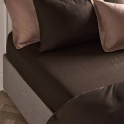 OHS Plain Bed Sheet Microfibre Deep Fitted Soft in Brown - Size: Double - thumbnail 1