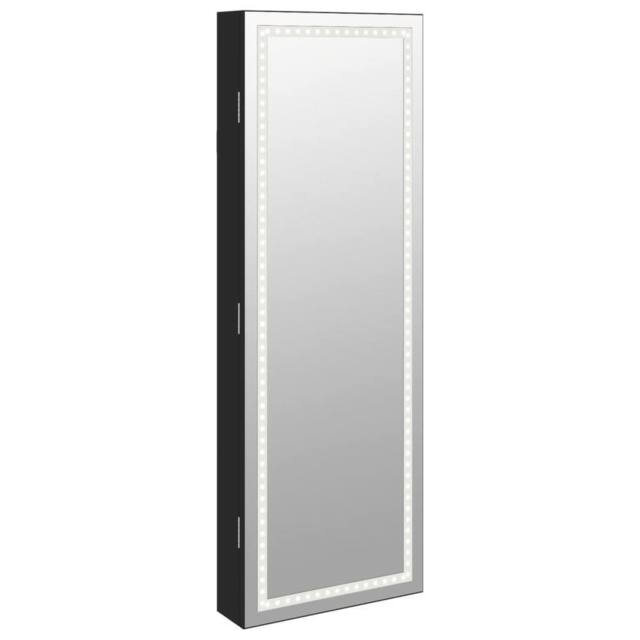 Berkfield Home Mirror Jewellery Cabinet with LED Lights Wall Mounted Black - image 1