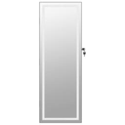 Berkfield Home Mirror Jewellery Cabinet with LED Lights Wall Mounted Black - thumbnail 5