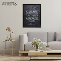 "Artery8 Galatians 2 20 Christ Lives In Me Bible Quote Framed Canvas Wall Art Print in Grey - Size: W12"" x H16""" - thumbnail 3