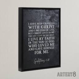 "Artery8 Galatians 2 20 Christ Lives In Me Bible Quote Framed Canvas Wall Art Print in Grey - Size: W12"" x H16""" - thumbnail 2