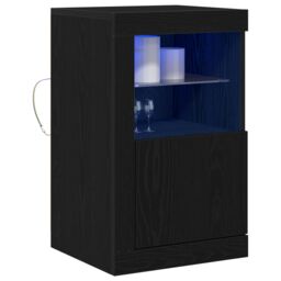 Berkfield Home Side Cabinets with LED Lights 2 pcs Black Oak 41x37x67 cm - Size: 41 x 37 x 67 cm - thumbnail 3