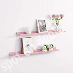 SPOT ON DEALZ Set of 2 Blush 48CM Floating Wall Shelves Wooden Display Storage Unit in Pink - thumbnail 4