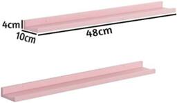 SPOT ON DEALZ Set of 2 Blush 48CM Floating Wall Shelves Wooden Display Storage Unit in Pink - thumbnail 3