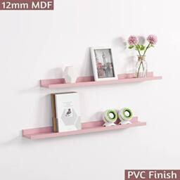 SPOT ON DEALZ Set of 2 Blush 48CM Floating Wall Shelves Wooden Display Storage Unit in Pink - thumbnail 6