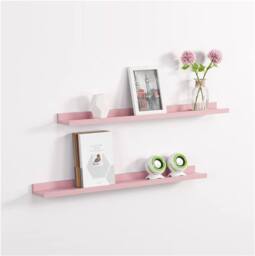 SPOT ON DEALZ Set of 2 Blush 48CM Floating Wall Shelves Wooden Display Storage Unit in Pink
