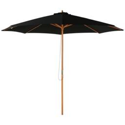 OUTSUNNY 3m Fir Wooden Garden Parasol Sun Shade Outdoor Umbrella Canopy in Black - thumbnail 2