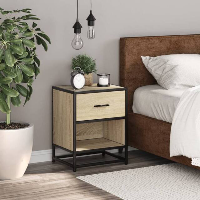 Berkfield Home Decorative Bedside Cabinet Sonoma Oak 40x31x50 cm Engineered Wood in Light Tan - Size: 40 x 31 x 50 cm - image 1