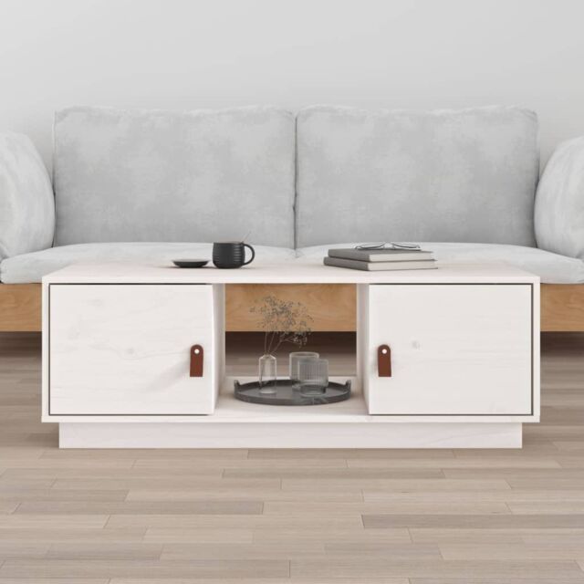 Berkfield Home Coffee Table White 100x50x35 cm Solid Wood Pine - Size: 100 x 50 x 35 cm - image 1