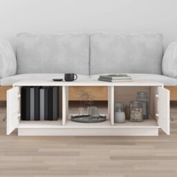 Berkfield Home Coffee Table White 100x50x35 cm Solid Wood Pine - Size: 100 x 50 x 35 cm - thumbnail 3