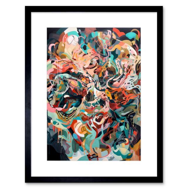 "Artery8 Henri Matisse Inspired Abstract Shapes Framed 9X7 Inch Art Print in Black - Size: W7"" x H9""" - image 1