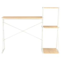 Berkfield Home Desk with Shelf White & Oak 116x50x93 cm - Size: 116 x 50 x 93 cm