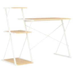Berkfield Home Desk with Shelf White & Oak 116x50x93 cm - Size: 116 x 50 x 93 cm - thumbnail 4