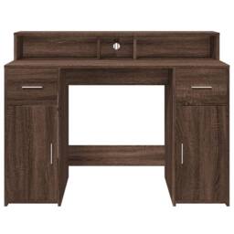 Berkfield Home Soft Desk with LED Lights Brown Oak 120x55x91 cm Engineered Wood - Size: 120 x 55 x 91 cm - thumbnail 6