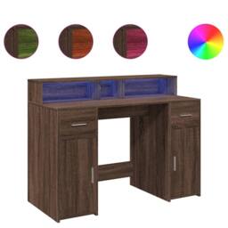 Berkfield Home Soft Desk with LED Lights Brown Oak 120x55x91 cm Engineered Wood - Size: 120 x 55 x 91 cm - thumbnail 3