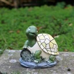 EONLION Large Solar Powered Garden Ornament Tortoise Turtle Light Up in Green - thumbnail 1