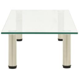 Berkfield Home TV Stand Transparent 80x35x17 cm Tempered Glass in Clear - Size: 80 x 35 x 17 cm - thumbnail 1