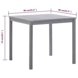Berkfield Home Garden Table Grey 80x80x74 cm Solid Acacia Wood - Size: 80 x 80 x 74 cm - thumbnail 5