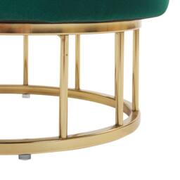 Wyld and Coco Dark Green Velvet Storage Pouffe with Gold Base - thumbnail 6