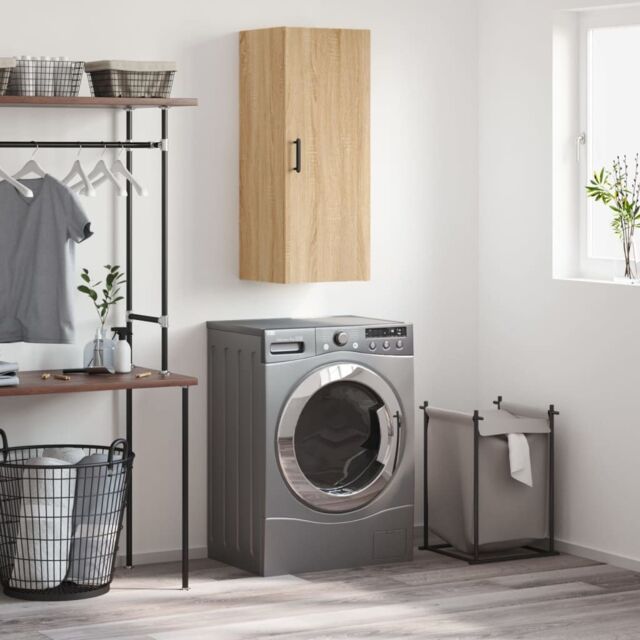 Berkfield Home Wall Mounted Cabinet Sonoma Oak 34.5x34x90 cm in Brown - image 1