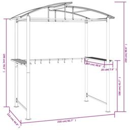 Berkfield Home BBQ Gazebo with Side Shelves Anthracite 210x114x230 cm Steel in Charcoal - Size: 210 x 114 x 230 cm - thumbnail 7
