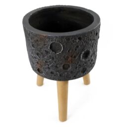 Leaf Moon Black Planter with Stand - thumbnail 6
