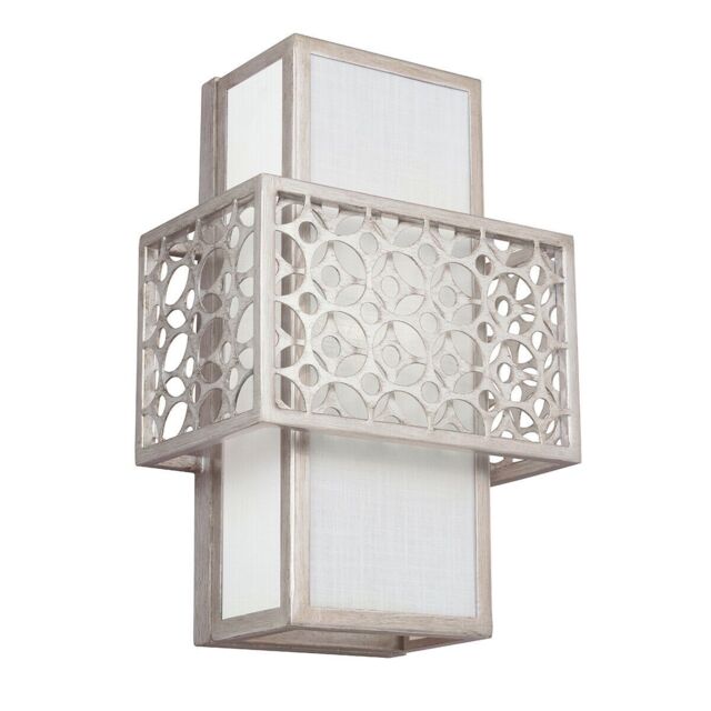 Loops Wall Light Geometric Stamped Out Frame White Shade Sunrise Silver LED E27 60W