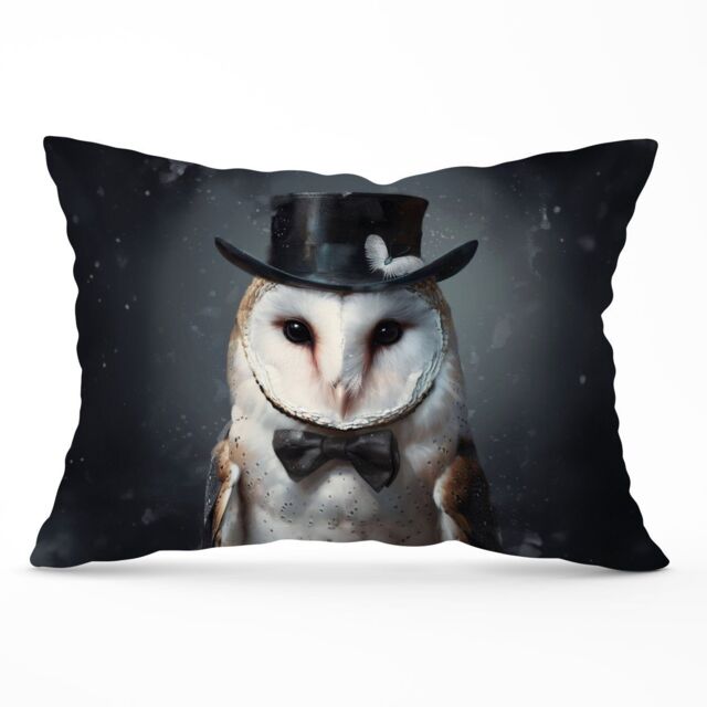 Warren Reed - Designer Owl In A Top Hat Cushions - Size: 33 cm x 48 cm - image 1
