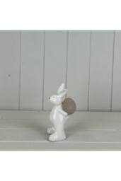 KDMD Ceramic White Rabbit Holding Egg - thumbnail 1