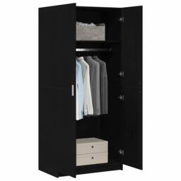 Berkfield Home Wardrobe Black Oak 80x51x180 cm Engineered Wood - Size: 80 x 51 x 180 cm - thumbnail 3