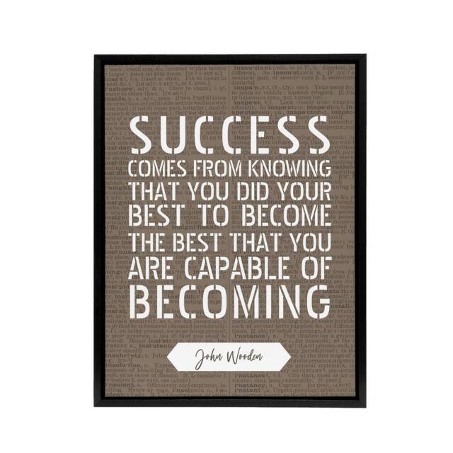 "Artery8 Basketball Quote John Wooden Success Your Best Framed Canvas Wall Art Print in Brown - Size: W24"" x H32""" - image 1