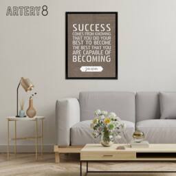 "Artery8 Basketball Quote John Wooden Success Your Best Framed Canvas Wall Art Print in Brown - Size: W24"" x H32""" - thumbnail 3